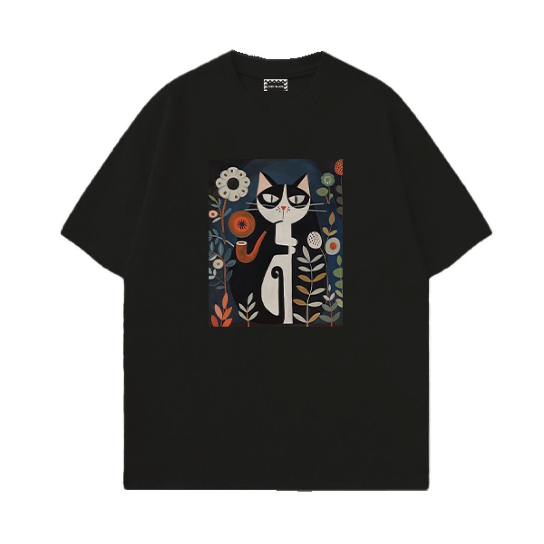 GRUMPY CAT unisex oversized T shirt by Toby Black - 中性连帽卫衣/T 恤 - 棉 黑色