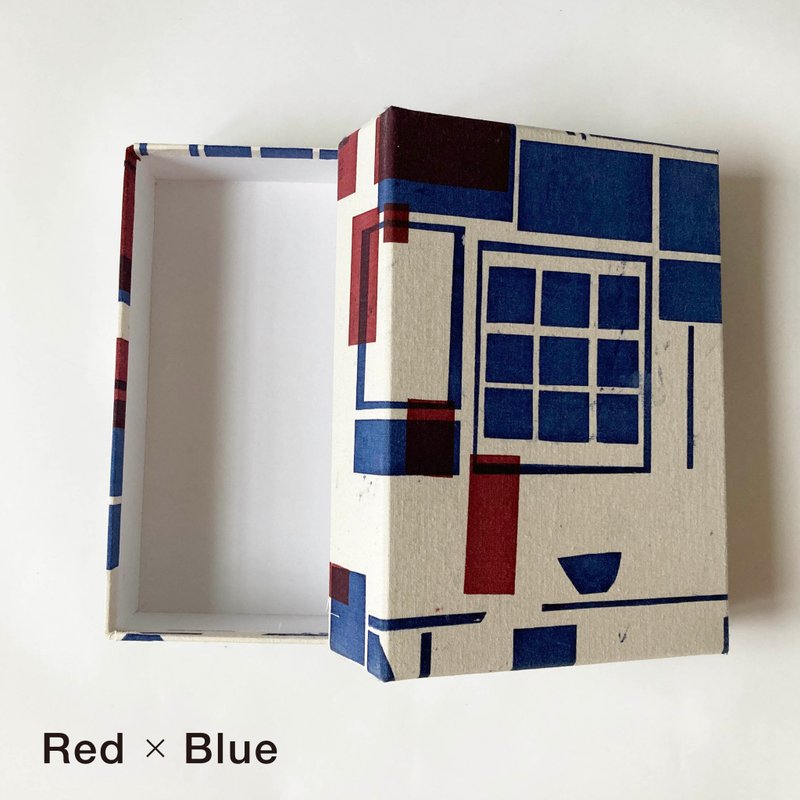 布盒 M 红色 x 蓝色 - 收纳用品 - 棉．麻 