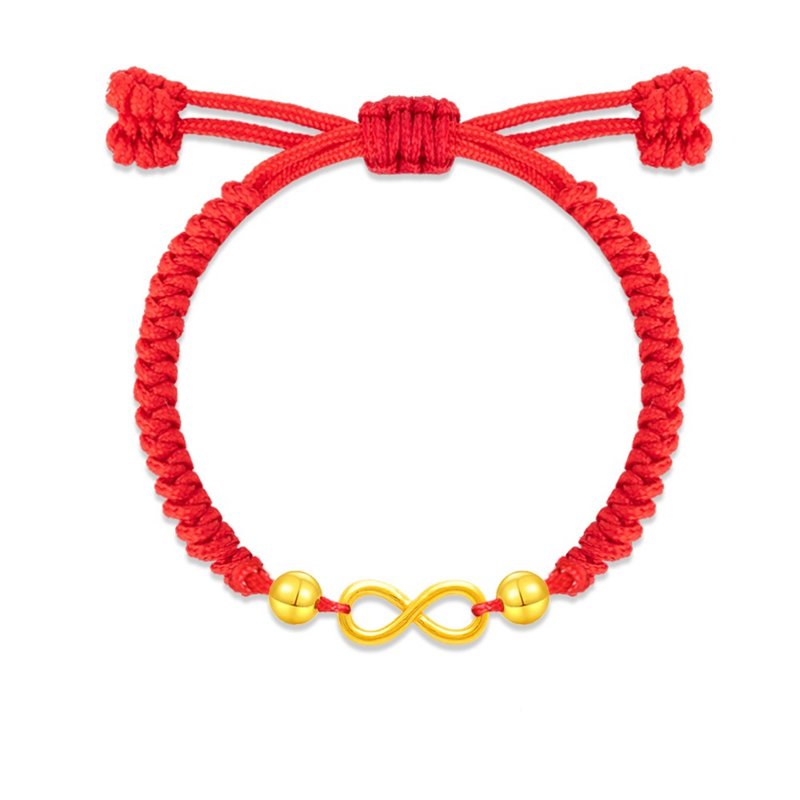 【童乐绘金饰】无限幸福 儿童红绳手链 约重0.13钱(弥月送礼) - 满月礼盒 - 24k 金 金色