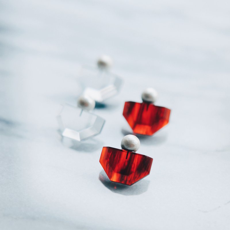 A ROOM MODEL- Select，SUR - Basic 珍珠&树脂六角形耳环 - 耳环/耳夹 - 其他材质 透明