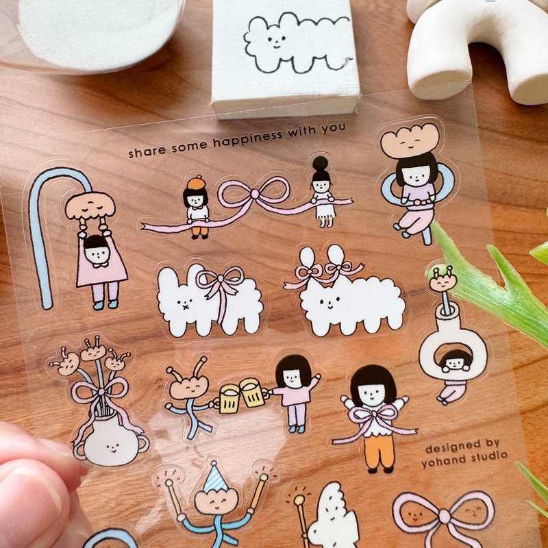 透明割型小贴纸 / 蝴蝶结 - 贴纸 - 纸 透明