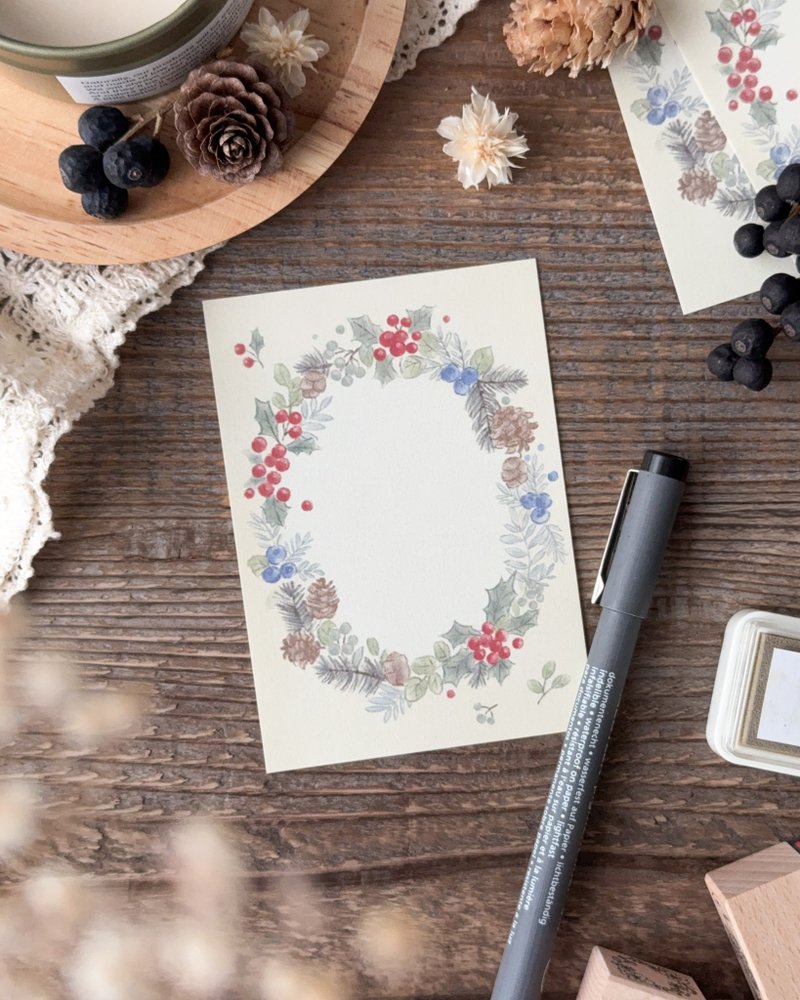 A7便条纸 | 秋冬花圈图案 - 其他 - 纸 