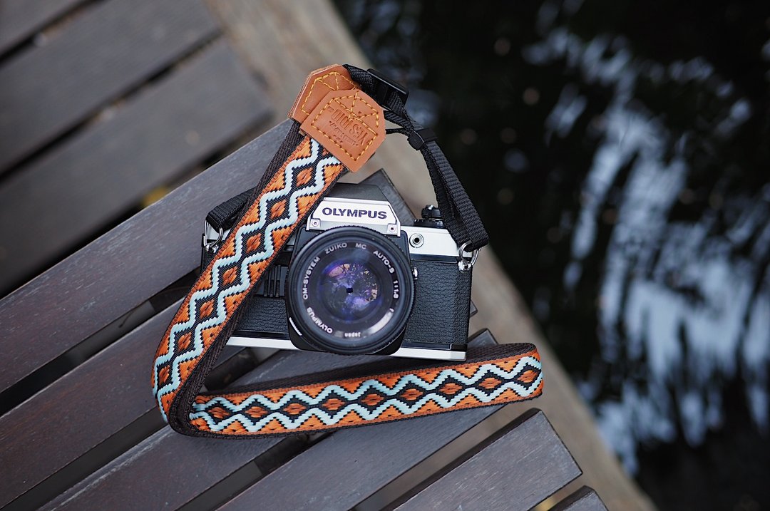 Orange Native with Brown  / SMALL SIZE / CAMERA STRAP by YESIDID - 相机背带/脚架 - 人造皮革 橘色