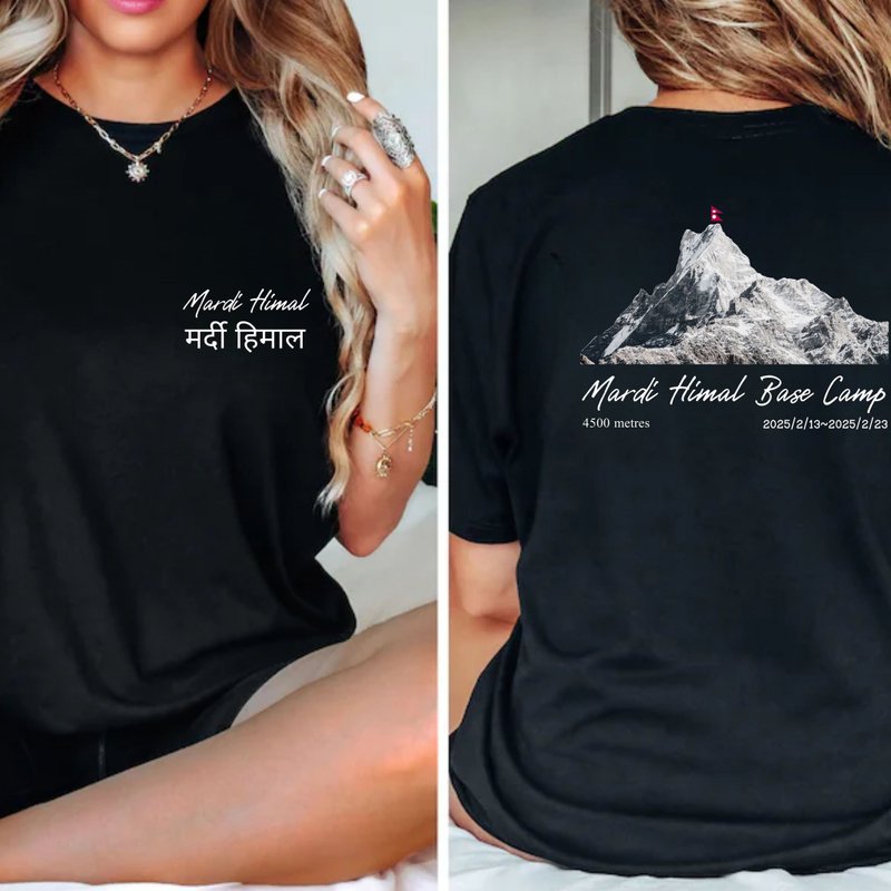 鱼尾峰大本营MBC 尼泊尔健行 尼泊尔登山 山脉系列 中性短袖上衣 - 女装 T 恤 - 棉．麻 白色