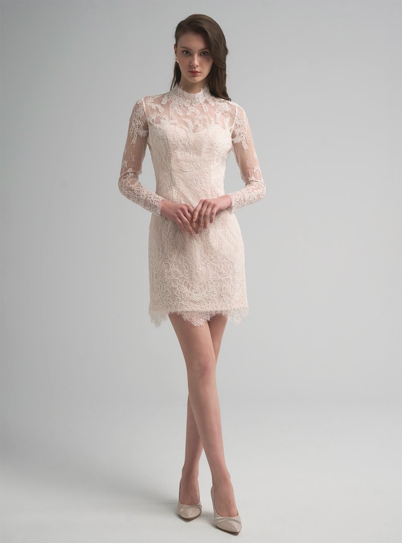 Euterpe性感透肤法式蕾丝洋装 - 洋装/连衣裙 - 其他人造纤维 