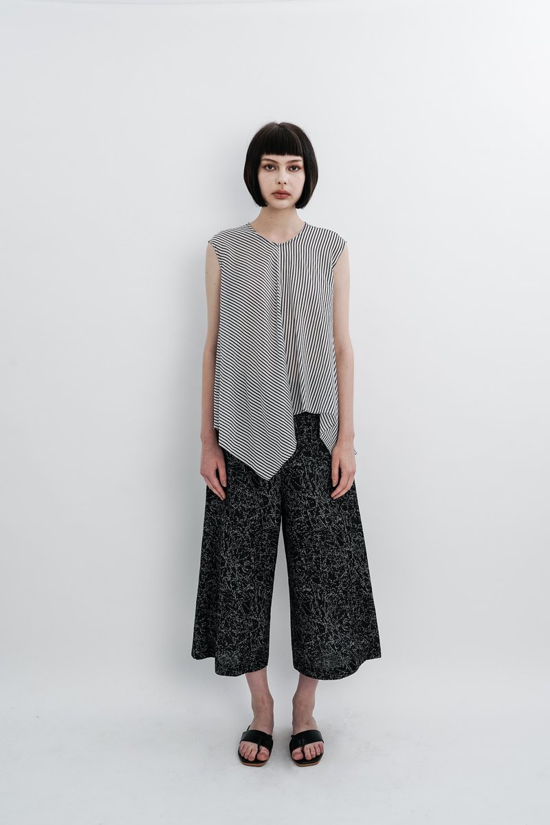 星光点点。黑色棉质宽裤。春夏 | Ysanne - 女装长裤 - 棉．麻 黑色