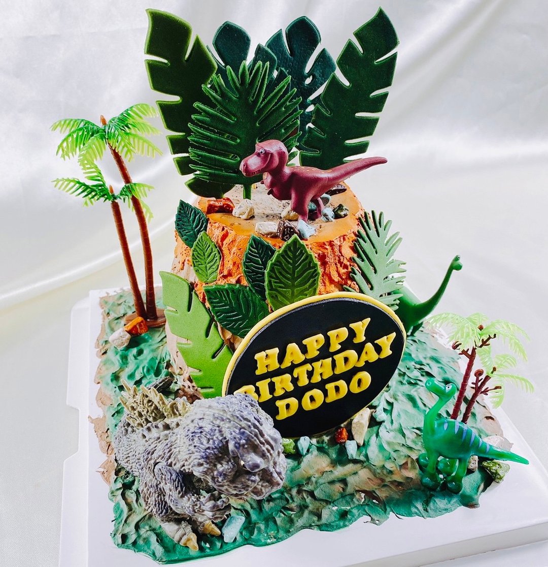 恐龙 生日蛋糕 造型 定制 卡通 翻糖 满周岁 4寸 面交 - 蛋糕/甜点 - 新鲜食材 绿色