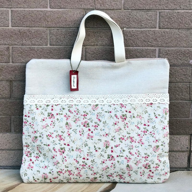 Gracefulcrafts-13寸Macbook手提电脑袋 电脑包 两个前袋 (CB-4) - 电脑包 - 棉．麻 粉红色