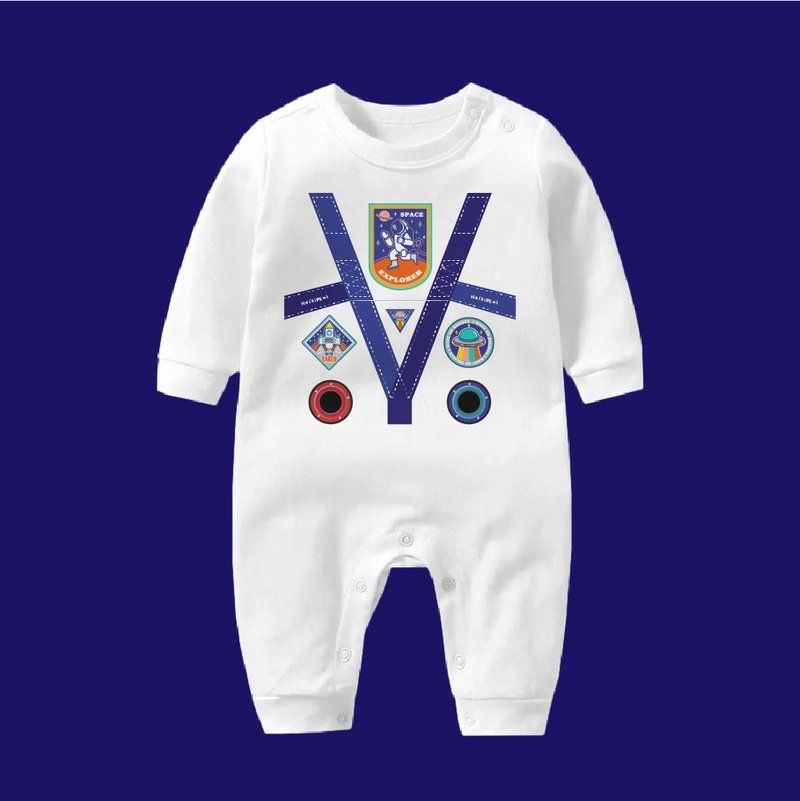 太空人 长袖连身衣 白 婴儿 弥月 满月 - 包屁衣/连体衣 - 棉．麻 白色