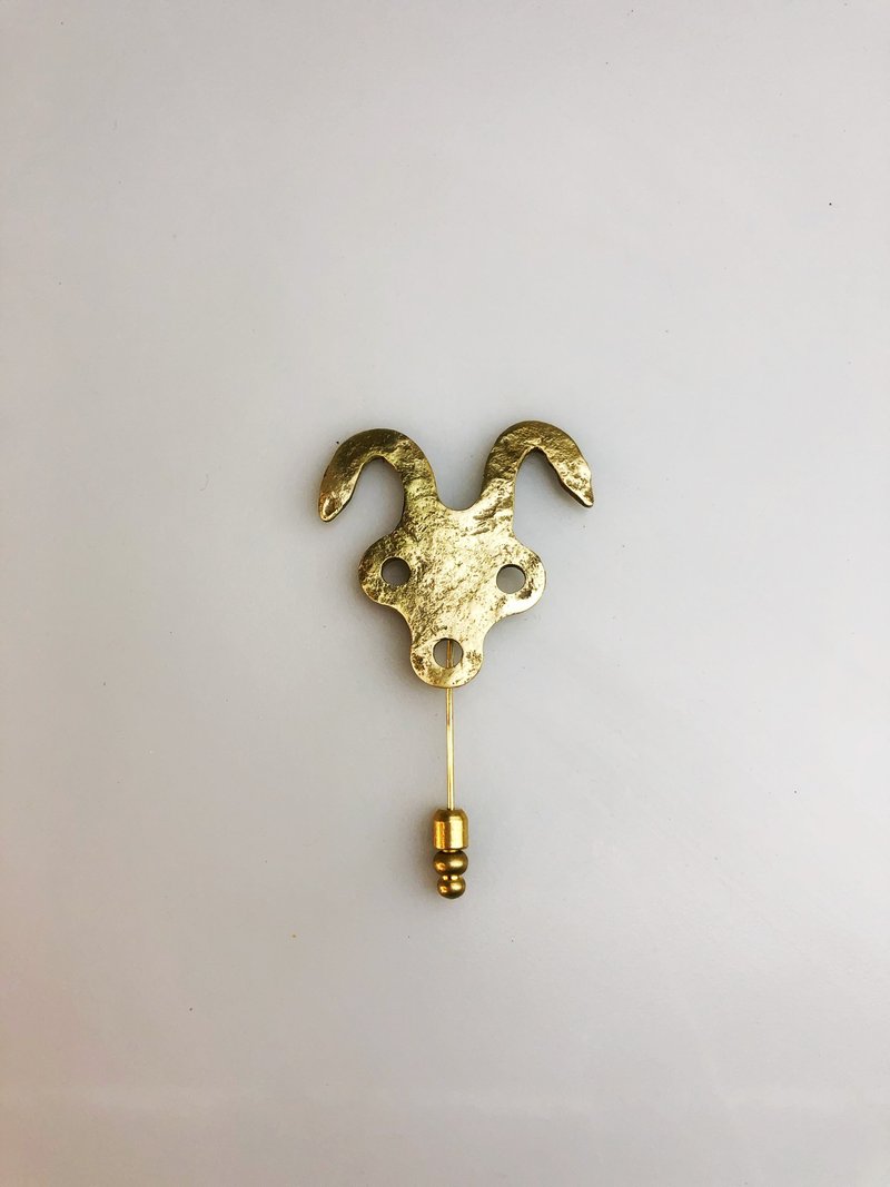 直式金属兔子胸针 - 胸针 - 铜/黄铜 金色