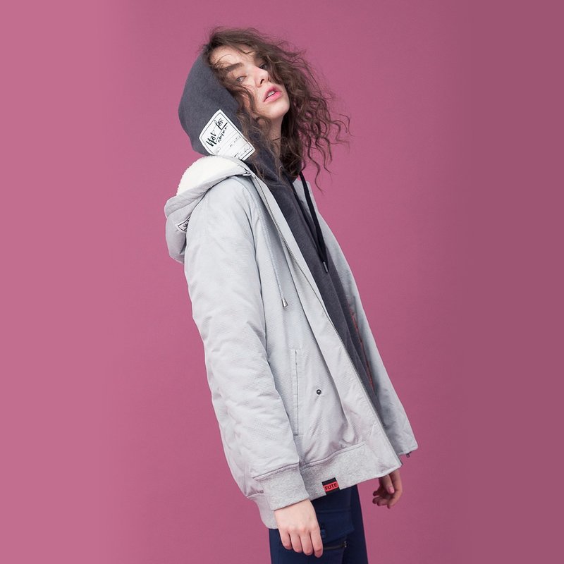 防拨水反光印MA-1飞行外套 - 女装休闲/机能外套 - 聚酯纤维 银色