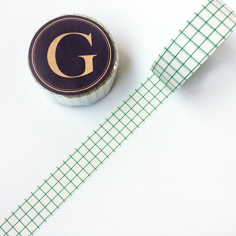 仓敷意匠 和纸胶带【18mm 方眼复刻-绿 (45019-15)】 - 纸胶带 - 纸 绿色