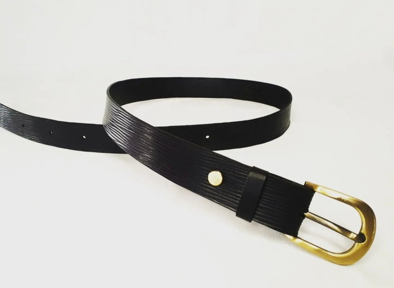 VOIR 草编纹宽皮带 - 皮带/腰带 - 真皮 黑色