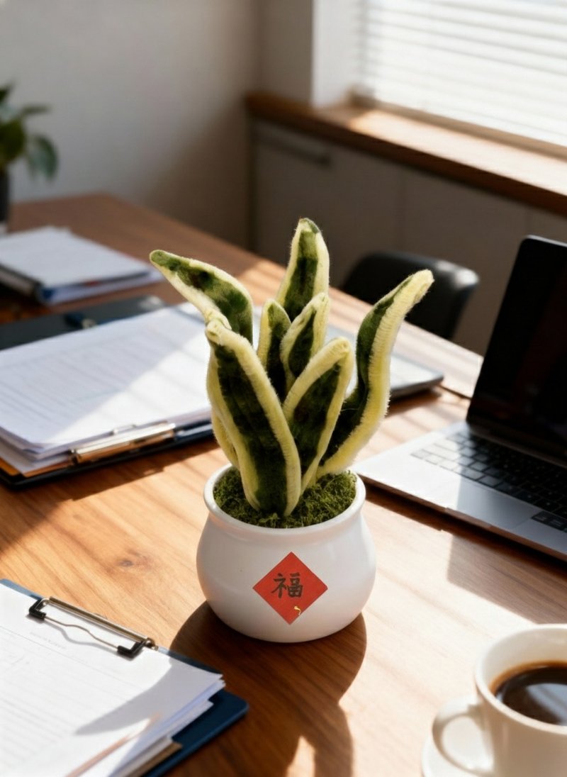 聚财招福 手作毛根虎尾兰小盆栽 - 植栽/盆栽 - 聚酯纤维 