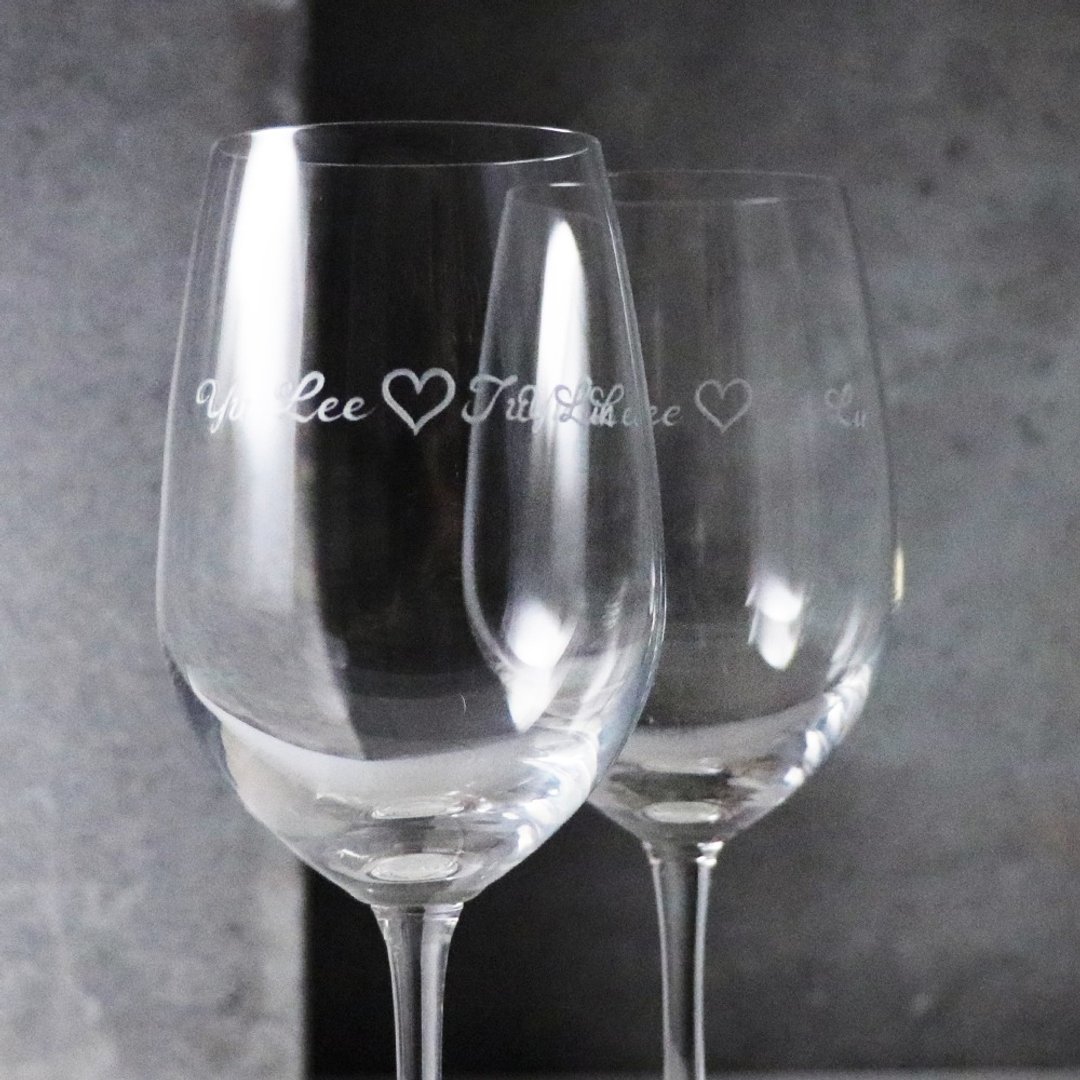 425cc(一对价)【结婚对杯】对你的爱Happy Wedding刻字酒杯定制化 - 酒杯/酒器 - 玻璃 灰色