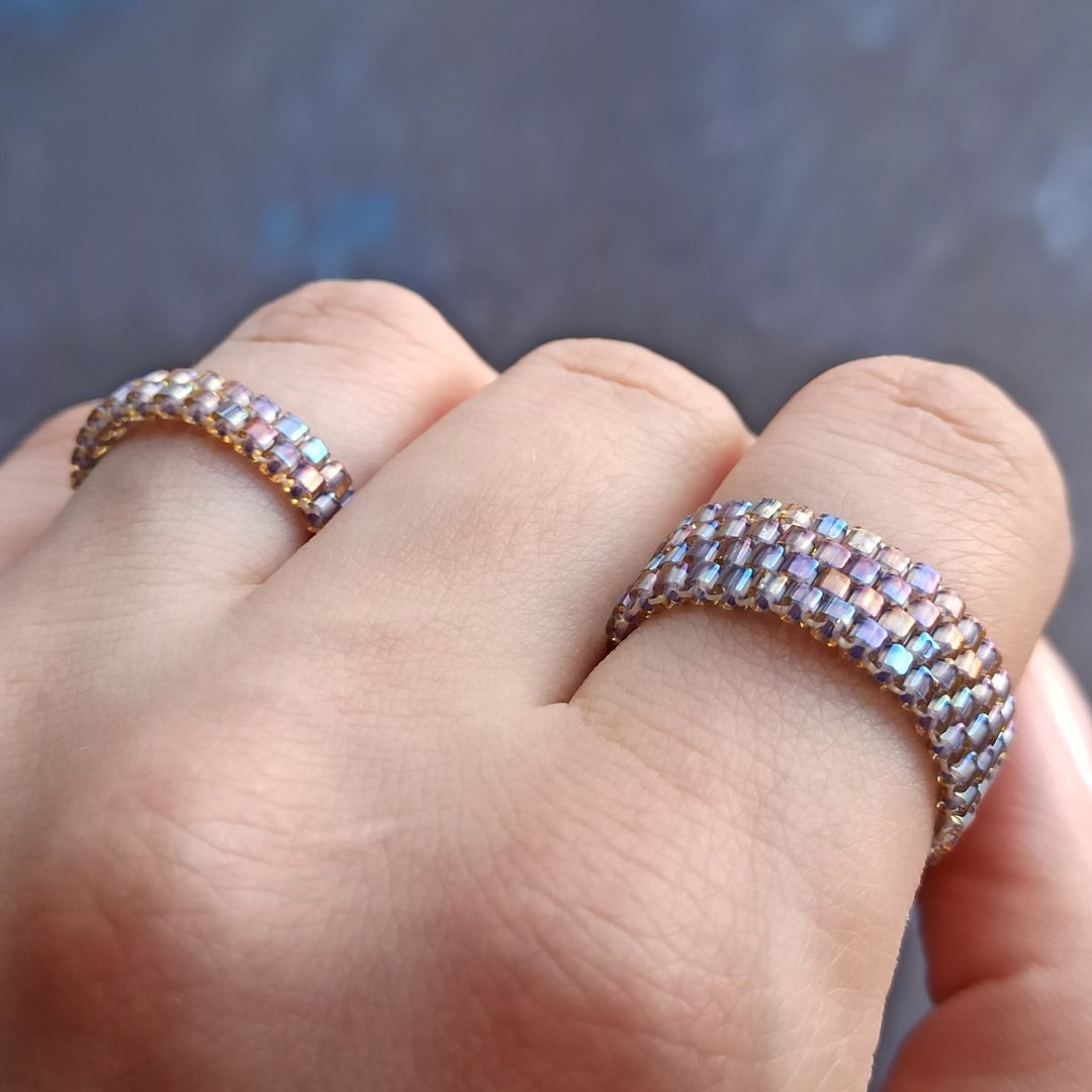 Purple | Transparent | Bead rings| Elegant ring| Handmade jewelry - 戒指 - 玻璃 紫色