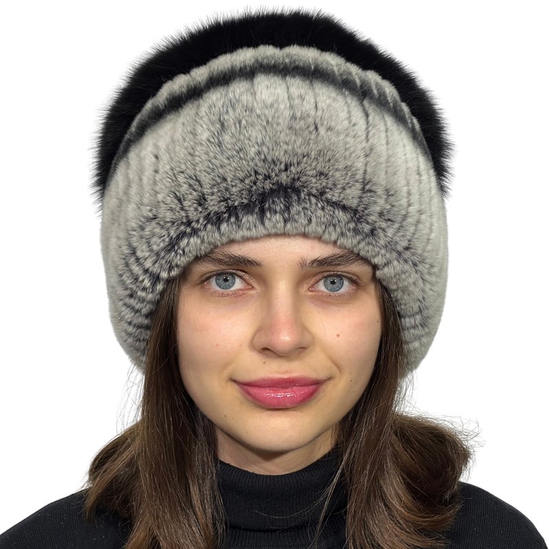 女士兔毛帽 冬季真毛绒帽 针织帽 狐狸毛绒球 - 帽子 - 羊毛 多色