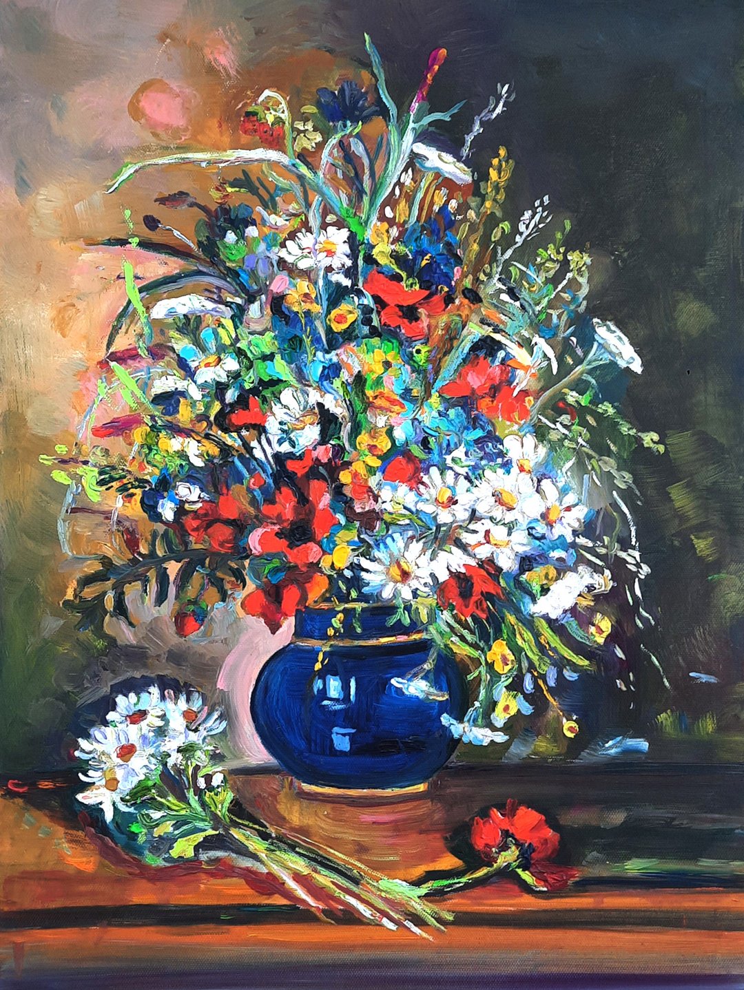 Floral  of Vase  Art  Painting  Original Oil Art Wall Decor Oil On Canvas - 墙贴/壁贴 - 其他材质 咖啡色
