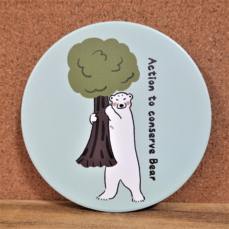 北极熊/白熊陶瓷吸水杯垫- Action to conserve Bear - 杯垫 - 陶 