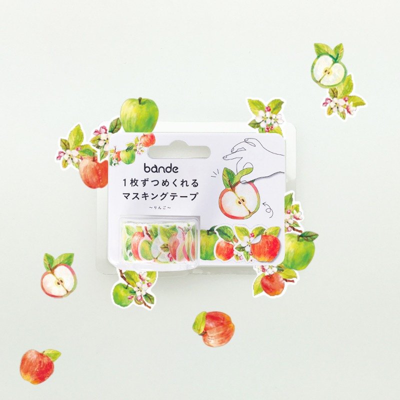 日本 bande 花草园-苹果 和纸胶带贴纸卷 - 纸胶带 - 纸 红色