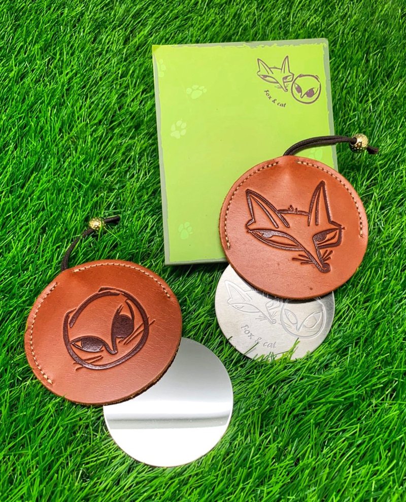 皮革随身镜-狐狸的诡计 / 家猫 - 其他 - 真皮 咖啡色