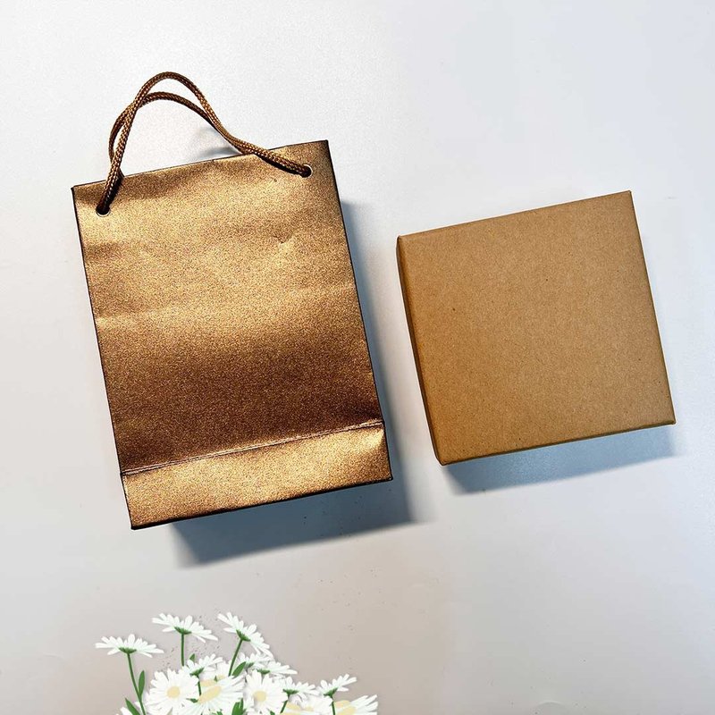 加购商品-方形礼物盒提袋 卡其x香槟金 黑色丝绒衬 饰品送礼包装 - 包装材料 - 纸 卡其色