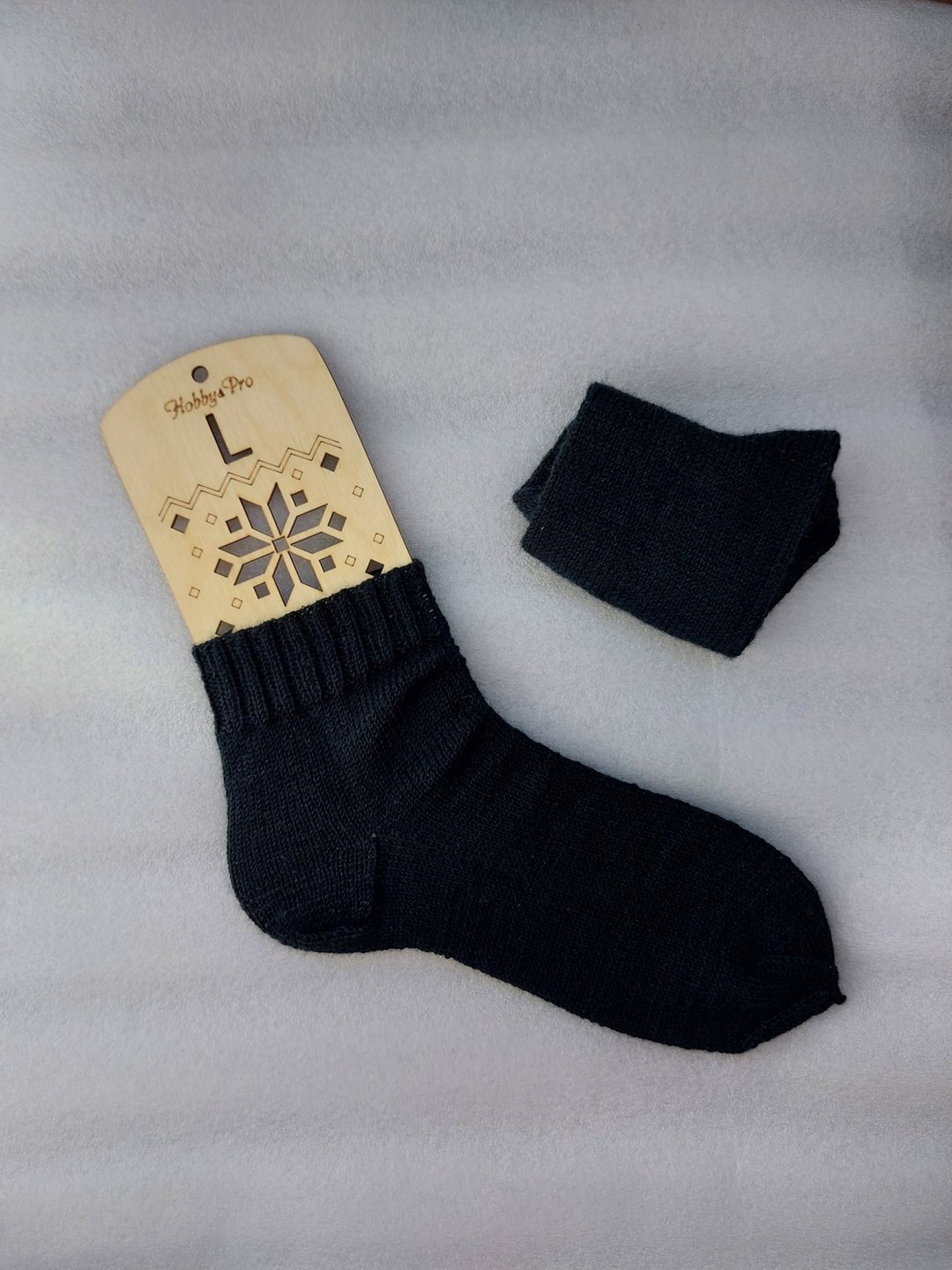 手工羊毛袜 - 男款 - 黑色。 - 袜子 - 羊毛 黑色