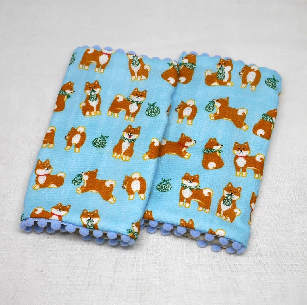 Japanese Handmade 8-layer-gauze droop sucking pads - 围嘴/口水巾 - 棉．麻 蓝色