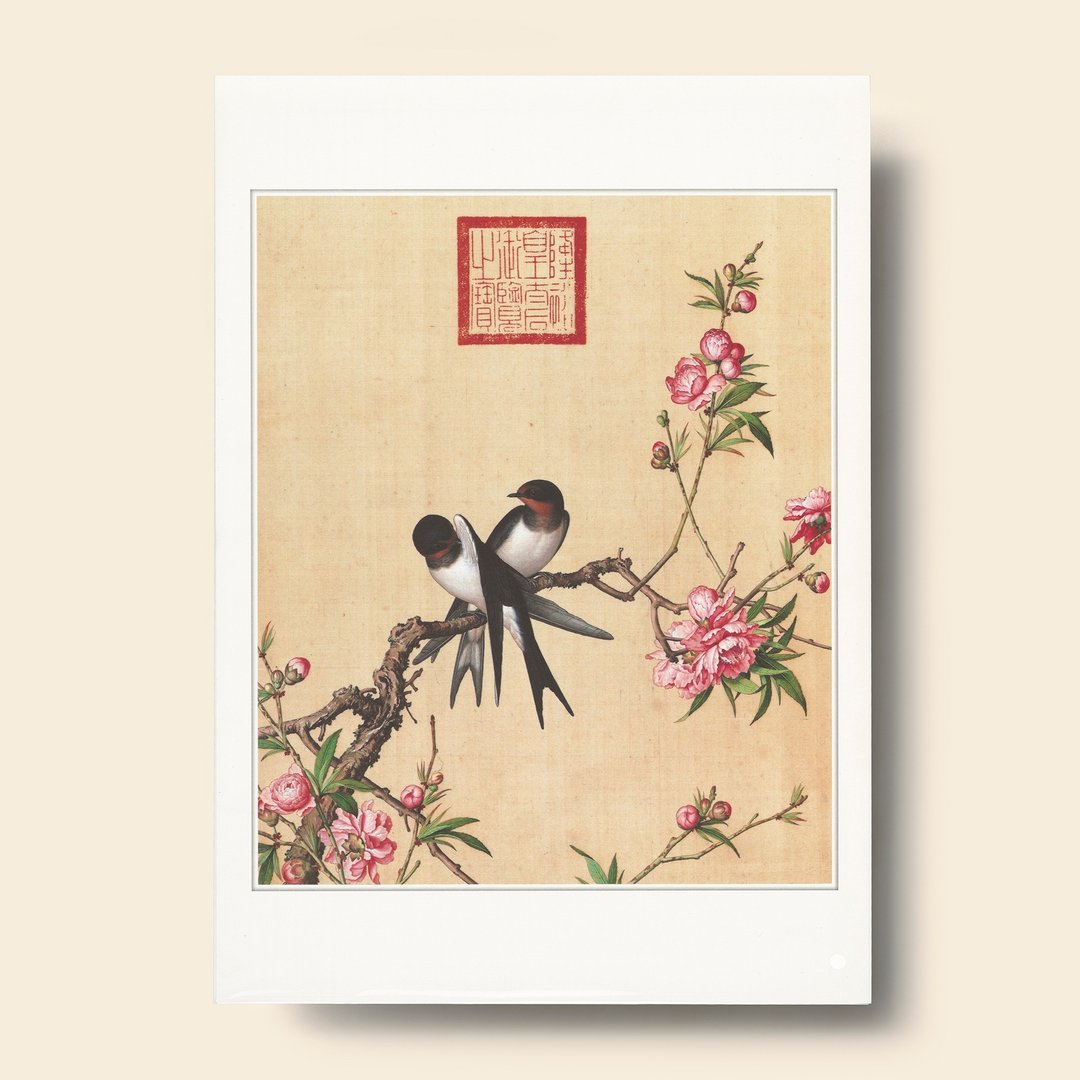 【B4 艺术画卡・B4 Poster】郎世宁・仙萼长春 桃花 - 海报/装饰画/版画 - 纸 卡其色