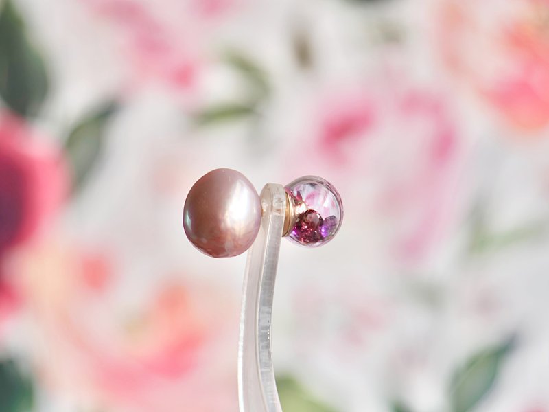 【Pinkoi 接单订制】宝石圆顶定制化耳环 - 耳环/耳夹 - 半宝石 多色