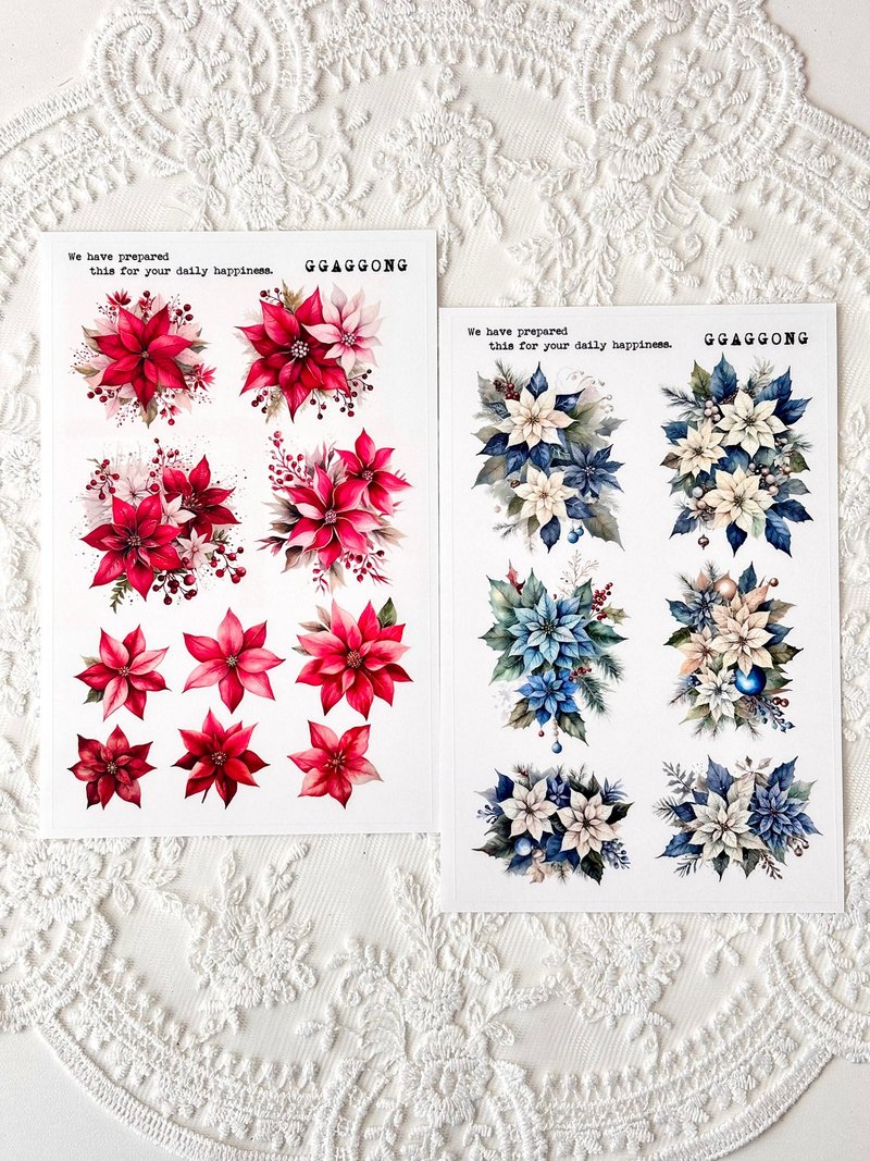 圣诞红雾面贴纸 - 贴纸 - 其他材质 