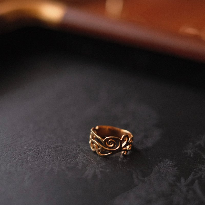 Emerald Gift。拈翠-法国制18K包金戒指-绝版 - 戒指 - 玉石 金色