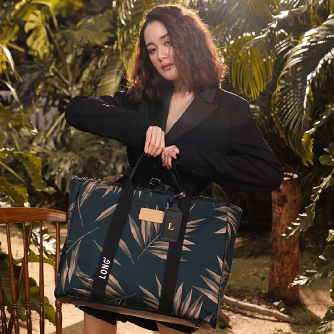 Daydreaming Oversized Canvas Leather Weekender Bag - Limited Prints (Midnight) - 行李箱/行李箱保护套 - 环保材料 蓝色