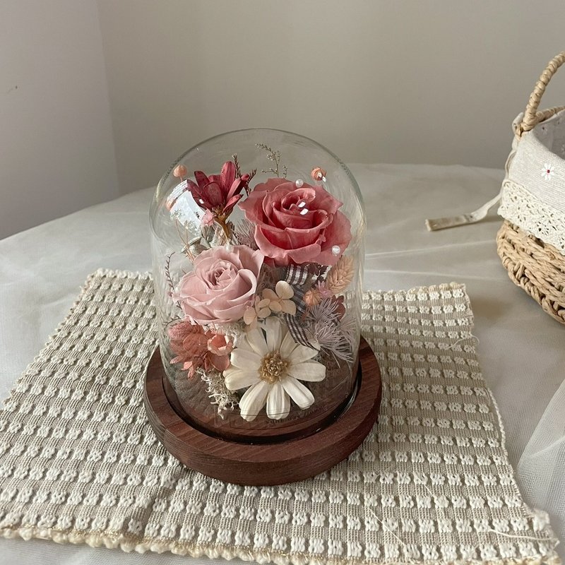 【永生玻璃花盅】永生花夜灯 情人节礼物 生日礼物 永生花 玻璃盅 - 干燥花/捧花 - 植物．花 