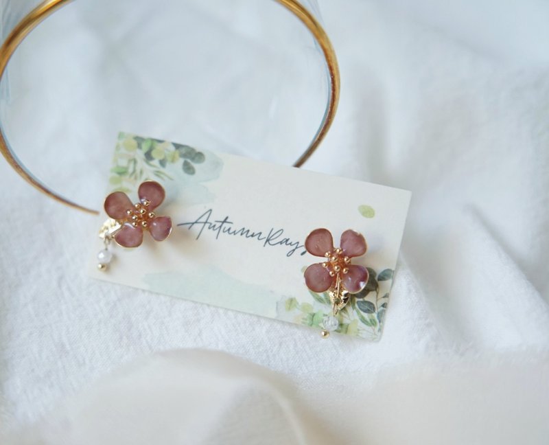 幸运小花 - 手工树脂耳环 礼物 - 耳环/耳夹 - 树脂 多色