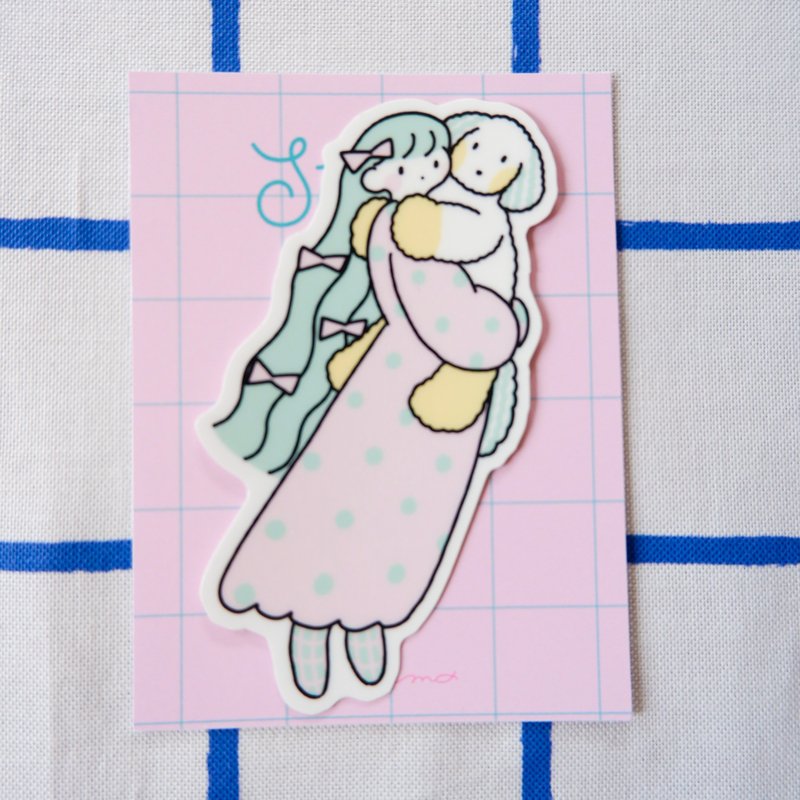 防水贴纸 蓬松的狗狗与女孩 - 贴纸 - 纸 