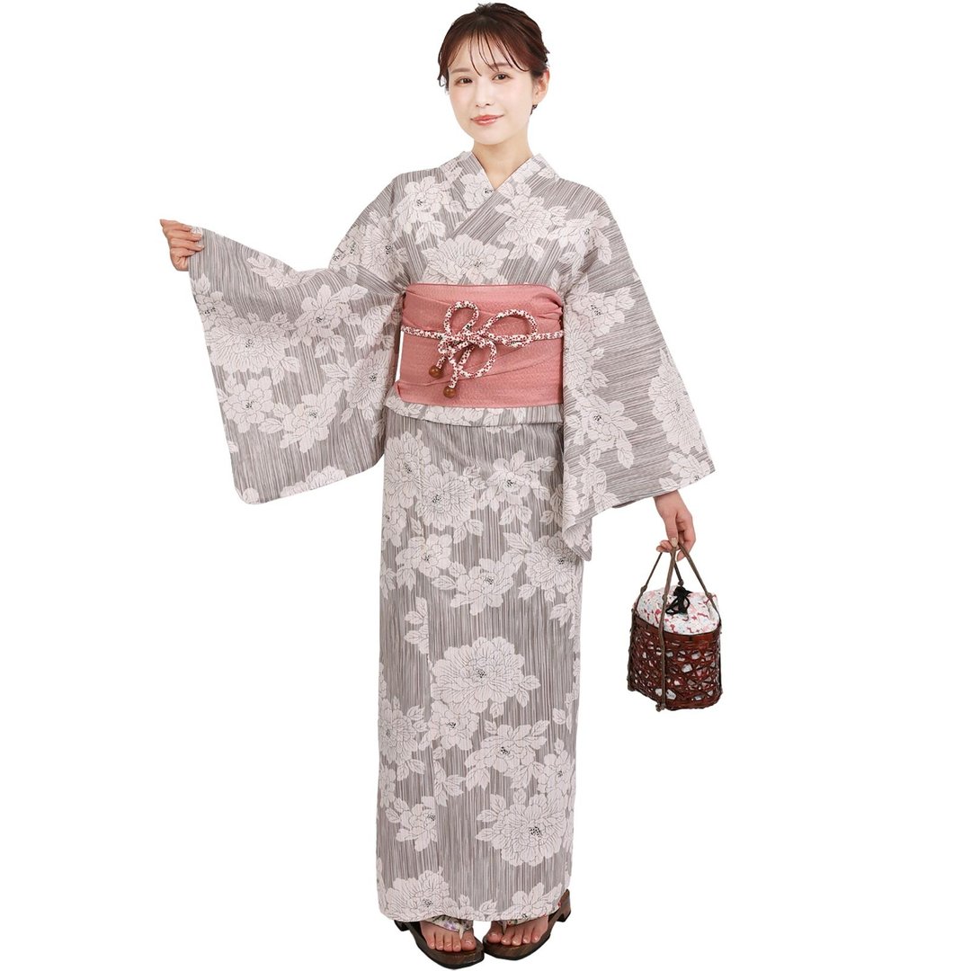 日本 和服 浴衣 女性 浴衣 腰封 2件组 S/F Size x14S/F-21 - 其他 - 棉 咖啡色