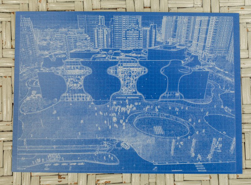 蓝晒台湾建筑系列 - 台中国家歌剧院 - 卡片/明信片 - 纸 