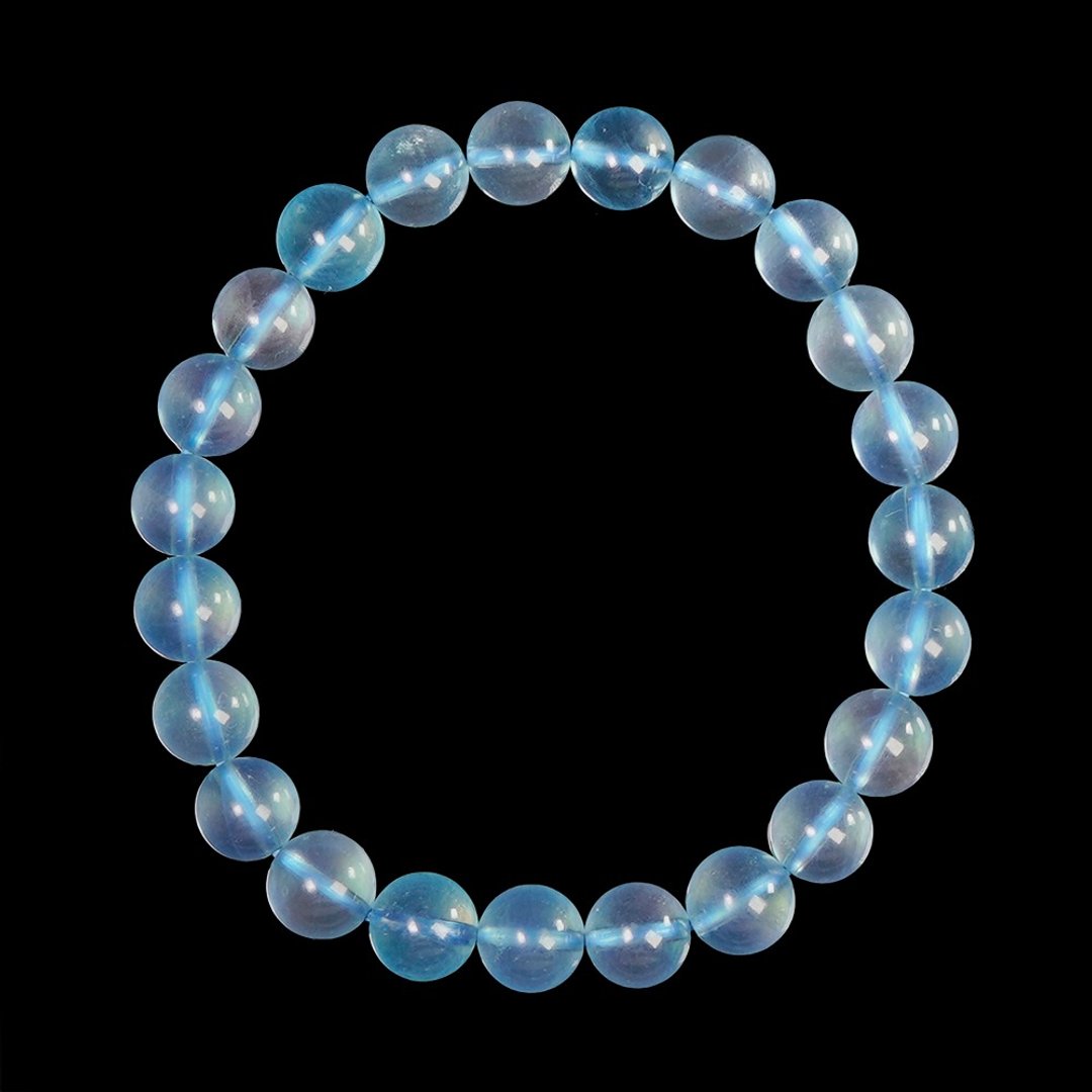 【正佳珠宝】海蓝宝 高品冰质蓝 8.4-8.8mm 海蓝宝手珠 - 手链/手环 - 半宝石 多色
