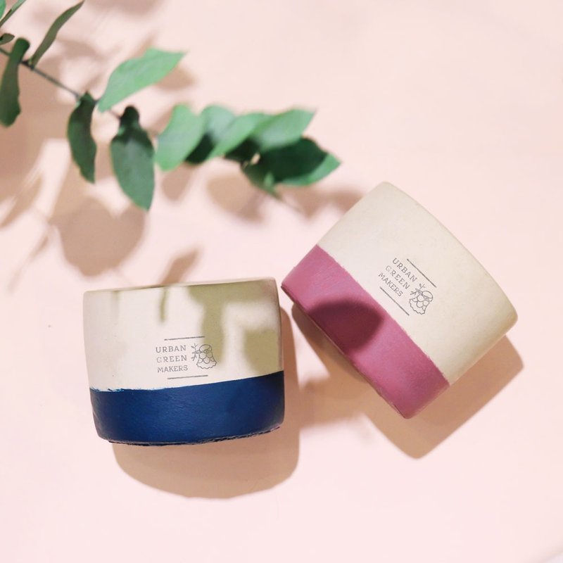 圆型清水模手工盆器组 / 深蓝+深紫 - 植栽/盆栽 - 水泥 多色