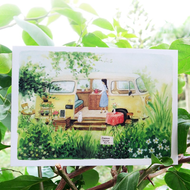 梦想小屋no.17 小车屋 明信片 - 卡片/明信片 - 纸 绿色