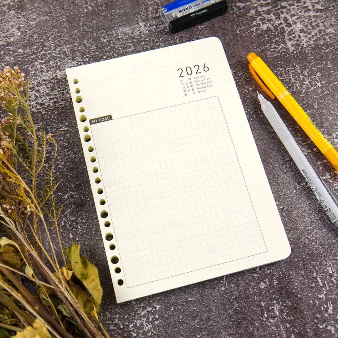 【conifer绿的事务】2026年25K方格周志内页 适用6孔、20孔孔夹 - 笔记本/手帐 - 纸 多色