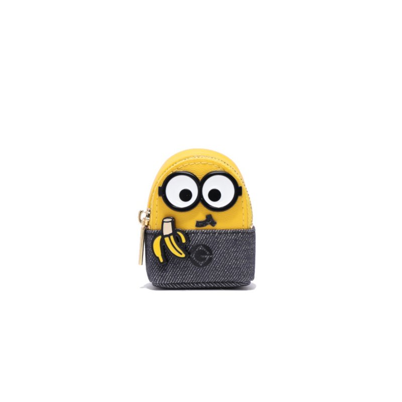 Minions织物镶牛皮革纳米斜挎包 - 侧背包/斜挎包 - 真皮 黄色