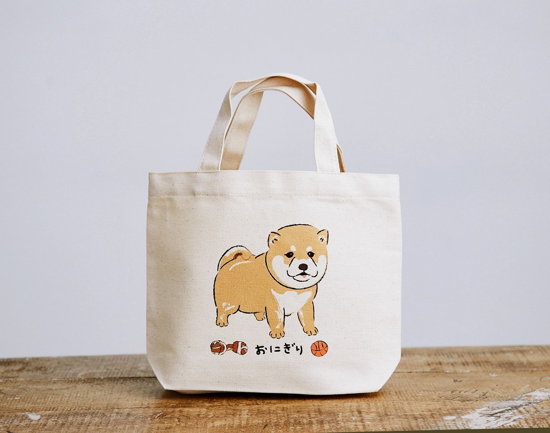 小饭团 第一代 柴柴小托特   小栗子小时候(幼犬赤柴) 柴犬托特包 - 手提包/手提袋 - 棉 白色