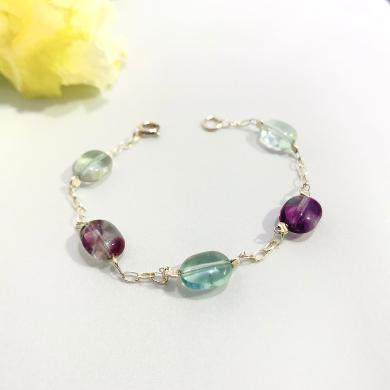 Ops Fluorite Silver -萤石/纯银/手链/可定制/限量/天然石/简约 - 手链/手环 - 其他金属 绿色
