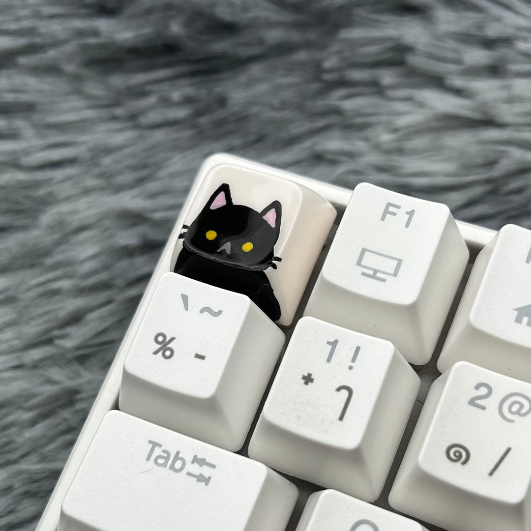 XDA keycap black cat (yellow eyes)-beige - 电脑配件 - 塑料 卡其色