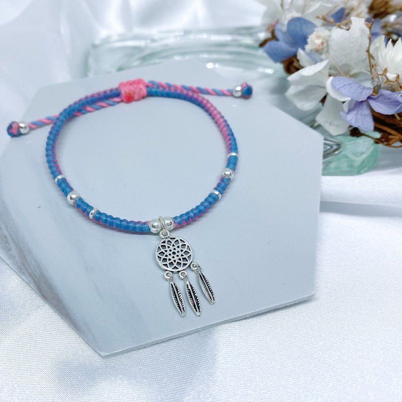 守护梦境美梦成真 捕梦网 定制化 幸运手链 蚕丝蜡线 纯银 - 手链/手环 - 纯银 多色