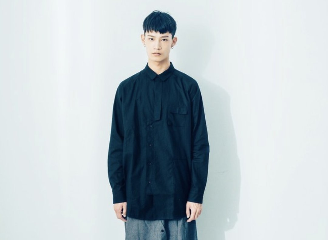 逐倒影长袖衬衫 (黑/灰) Organic Cotton & Recycle - 男装衬衫 - 棉 黑色