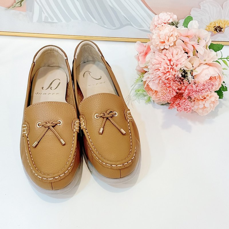 轻量莫卡辛休闲鞋-摩卡 - 女款休闲鞋 - 真皮 