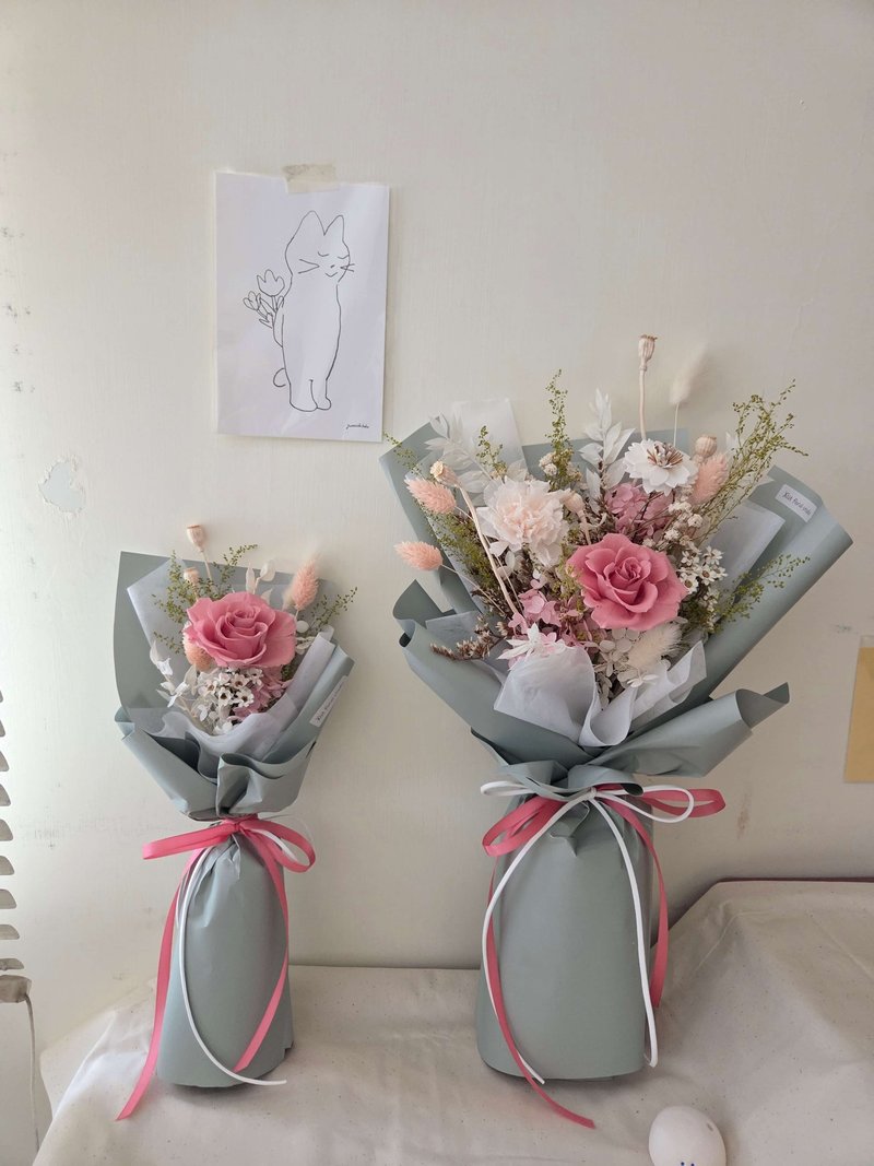 樱花抹茶。永生玫瑰花束 - 干燥花/捧花 - 植物．花 